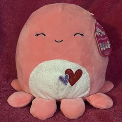 Squishmallows 8” Abby the Pink Valentines Day Octopus 2020 NEW with Defective Tag!