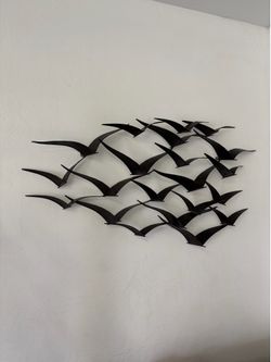 Black Metal Abstract 3D Bird Sculpture/Modern Asymmetrical Wall Mounted Art