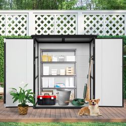 5x3FT Outdoor Storage Shed Waterproof Resin Cabinet with Lockable Doors for Bikes and Patio Furniture 
