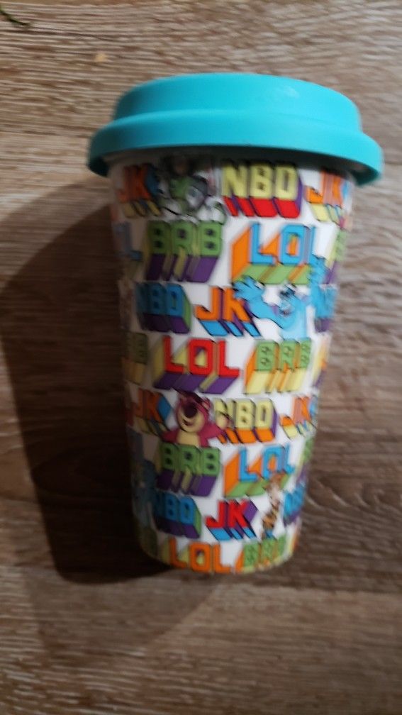 New disney pixar ceramic tumbler of monsters inc. with silicone lid ..