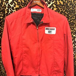 Vintage Emery Worldwide Patch Full Zip Red Jacket Size L Men’s VTG