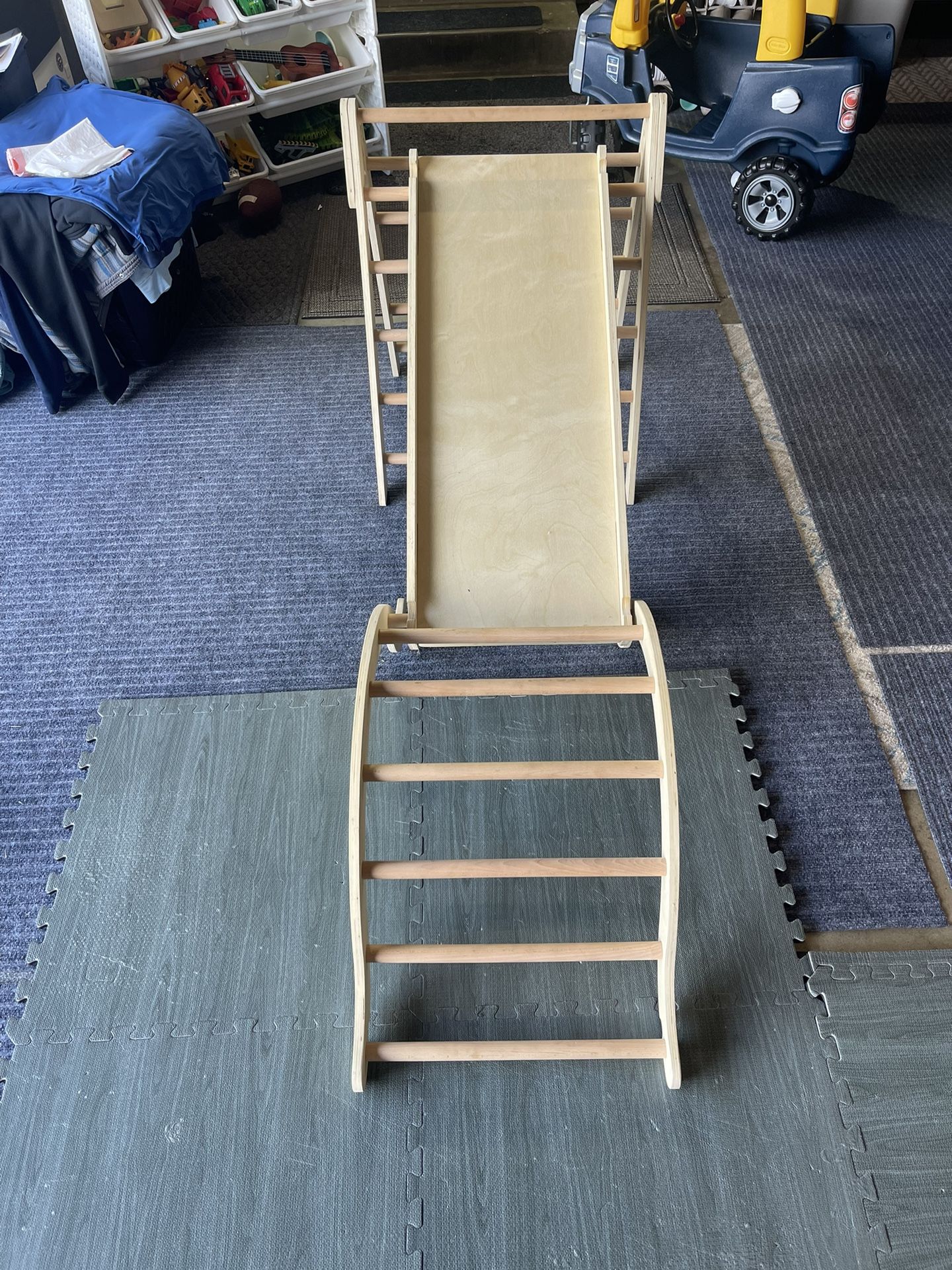 Giant bean Medium Foldable Pikler Triangle Set with Sliding Ramp & Climbing Arch Ramp, 5-in-1 Wooden Toddler Climbing Toys Indoor,Playground Jungle Gy