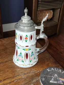 Poschinger White
Overlay To Cranberry Bohemian Stein