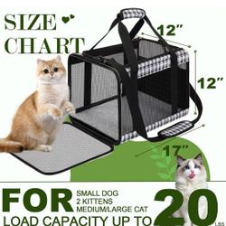 Large Cat Carrier Soft for Medium Cats Under 20,Airline Approved Pet Carrier for Cat with Top Entry and Zipper Closure,Soft Sided Cat Carrier Fit 2 Ki