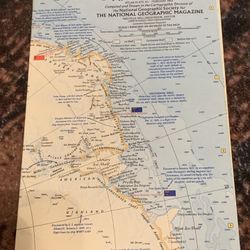 Vintage February 1963 National Geographic Magazine Map Antarctica 