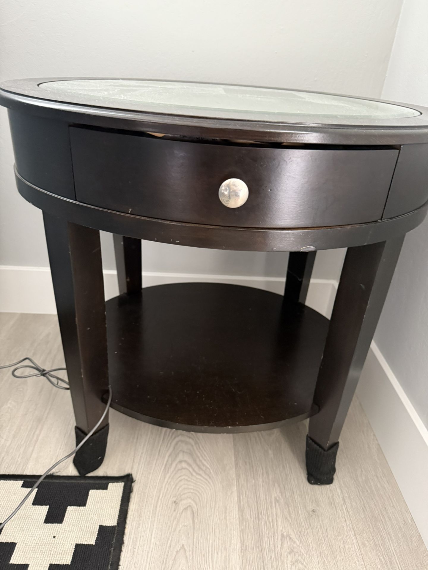 Night Stand Or Use As Side Table With Nice Wood And Mirror
