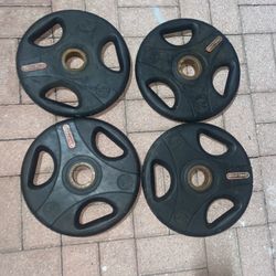 Set of 4 Rubber Coated Weight Plates 100lbs total  
