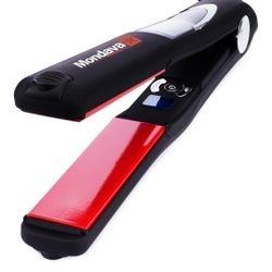 1" Professional Ceramic Tourmaline Hair Straightener Flat Iron and Curler Ionic Dual Voltage Adjustable Digital LED Technology Straighten and Style 