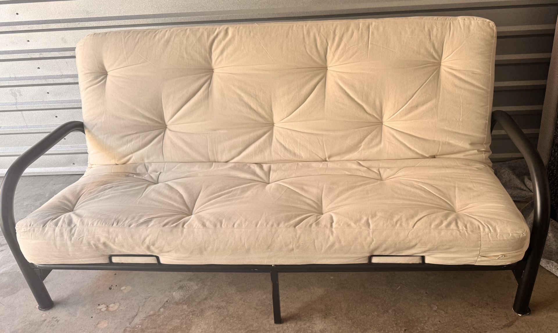 Metal Futon Sofa Bed with Full-Size Mattress 