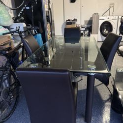 Rectangular Dining Glass Table With Chairs