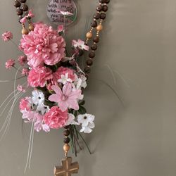 Large Vintage German Wooden Wall Rosary