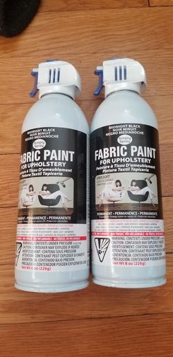 2 CANS Upholstery Spray Fabric Paint 8oz Midnight Black BRAND NEW