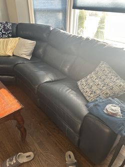 AllLeather navy color sectional