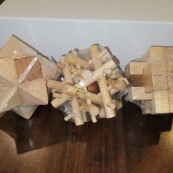 3 Wooden Puzzles Brain Teasers
