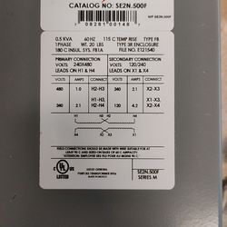 Federal Pacific Catalog No: SE2N.500F , Transformer ( OBO ).