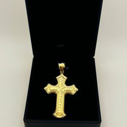10k solid yellow gold Big Cross Pendant Charm