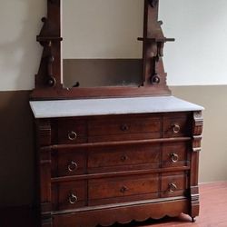 Antique marble top  Dresser With Mirror