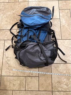 Hi-Tec Tioga 80L Internal Frame Hiking Backpack Camping Trekking Pack Blue Gray EUC