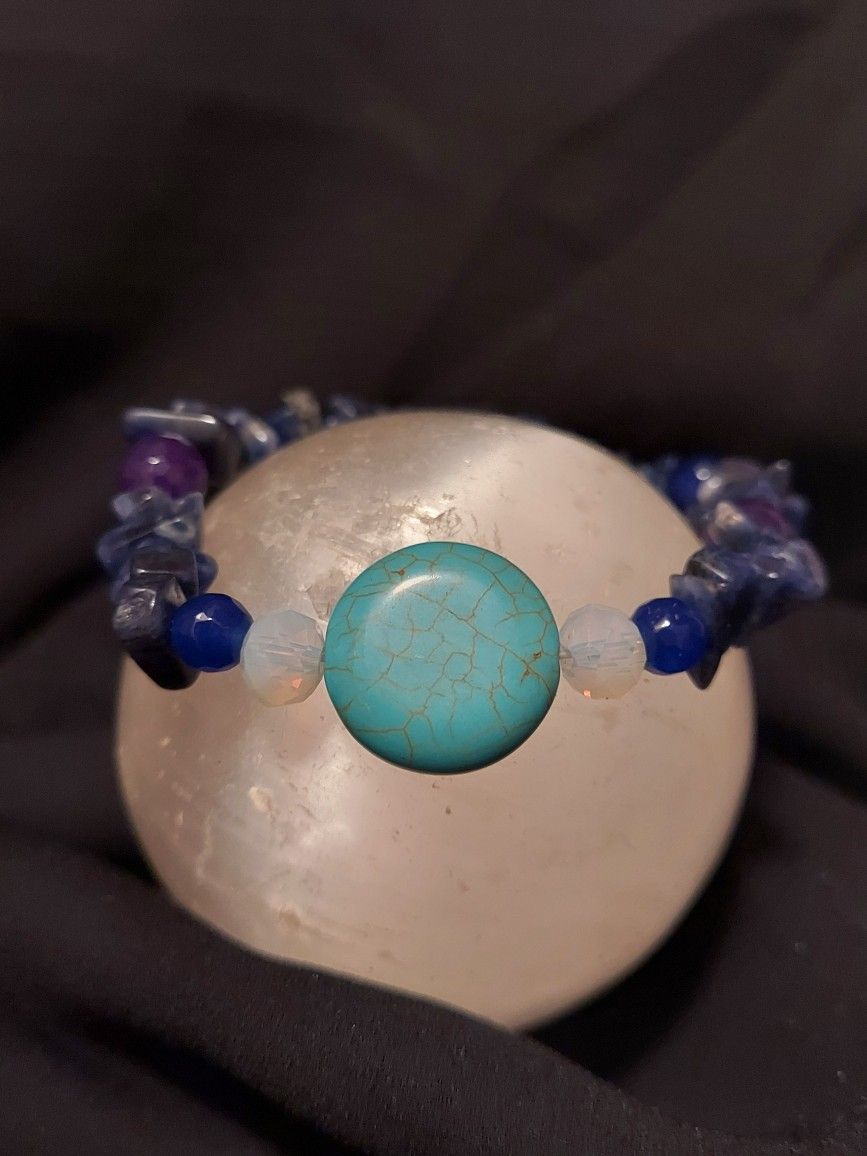 Turquoise, Blue Sapphire, Amethyst, Sodalite Crystal Bracelet