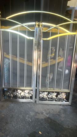 Large Metal Winchester Fireplace Mesh Screen with Doors .