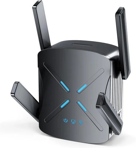 2025 WiFi Extender Signal Booster, New Gen Wi-Fi 6 Repeater, Covers Up to 12,000 sq.ft Range, Dual-Band Internet Booster with Gigabit Ethernet Port, E
