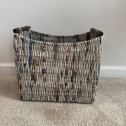 Handcrafted Multicolor Woven Basket 11x14x9