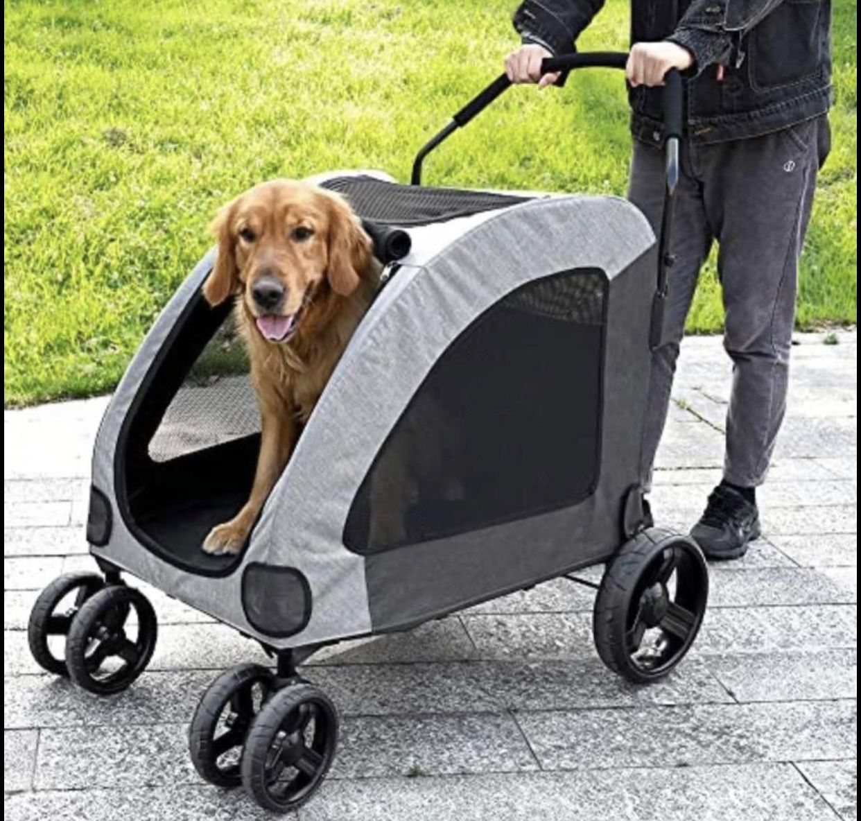 Petbobi Dog Stroller for Large Pet Jogger Stroller for 2 Dogs Breathable Animal Stroller with 4 Whee