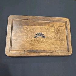 Deluxe Fold Out Server Gail Craft Woodenware 15x9.5" Charcuterie Cheese Tray MCM