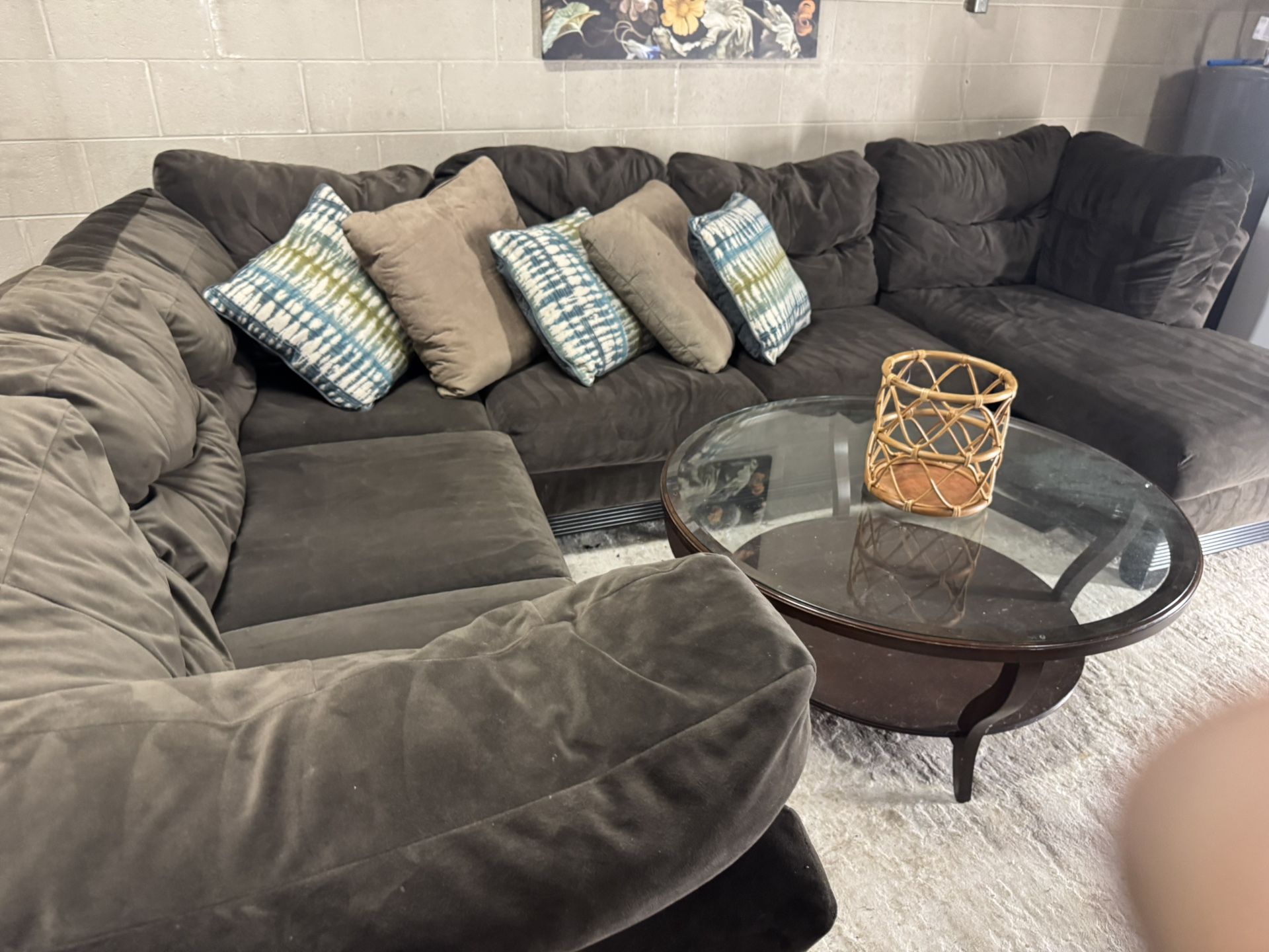Brown U Shaped Sectional Couch