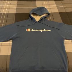 Blue Champion hoodie heavy weight adult size medium great condition worn once
