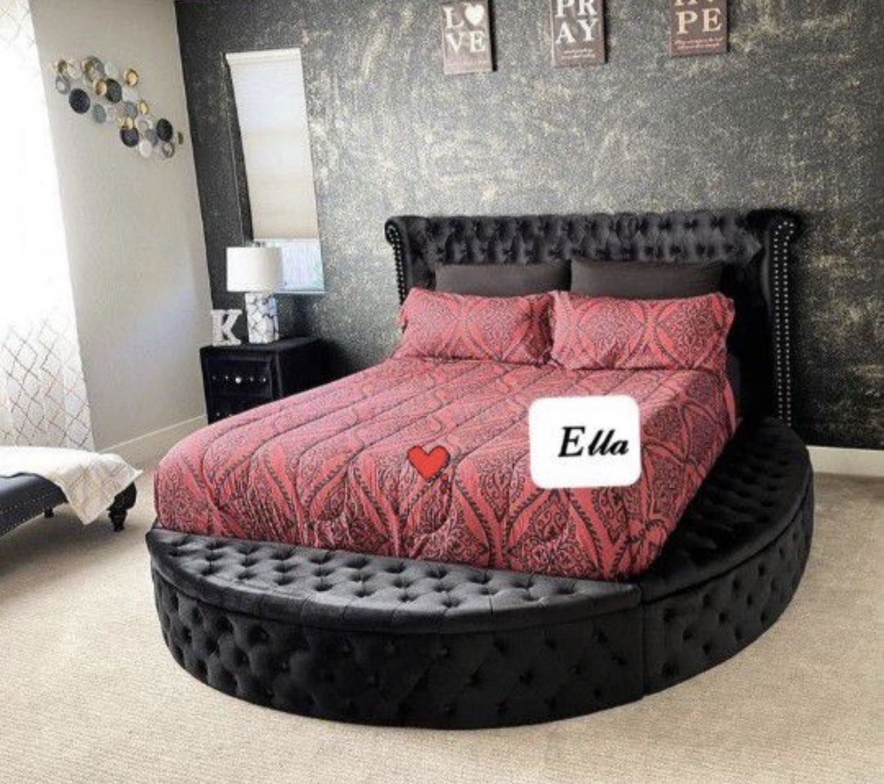 Queen Size Black Circle Storage Bed With Promotional Mattress And Free Drop Off Delivery