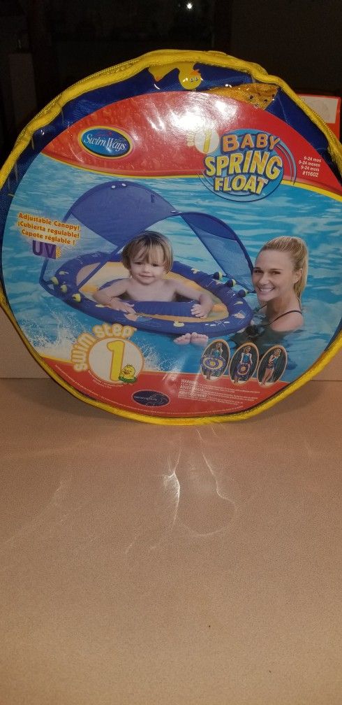 NEW SWIM WAYS SWIM STEP 1 BABY SPRING FLOAT WITH CANOPY AND CARRY BAG. PICK UP MIDDLEBORO ONLY FINAL SALE