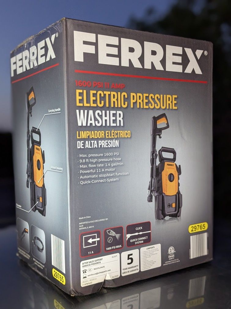 NEW IN-BOX! Ferrex 1600 Psi Electric Pressure Washer