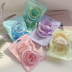 30PCS Spiral Hair Ties, No Crease Phone Cord Hair Elastics, Colorful Candy Ponytail Holders for Women & Girls