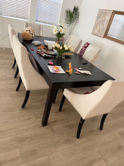 Long wooden dinning table