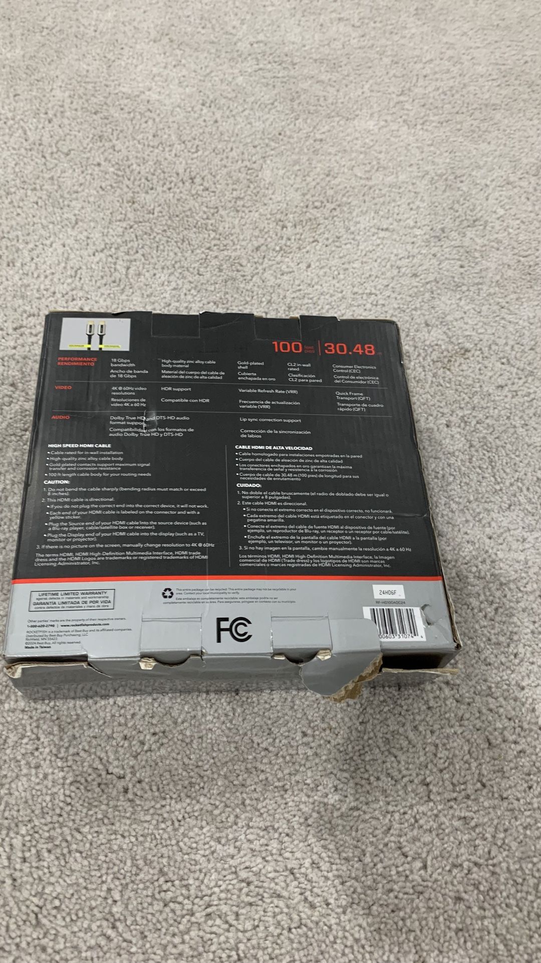 Rocket fish 100F 4K Fiber Optic Cable