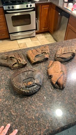 5 antique baseball gloves very old great collection