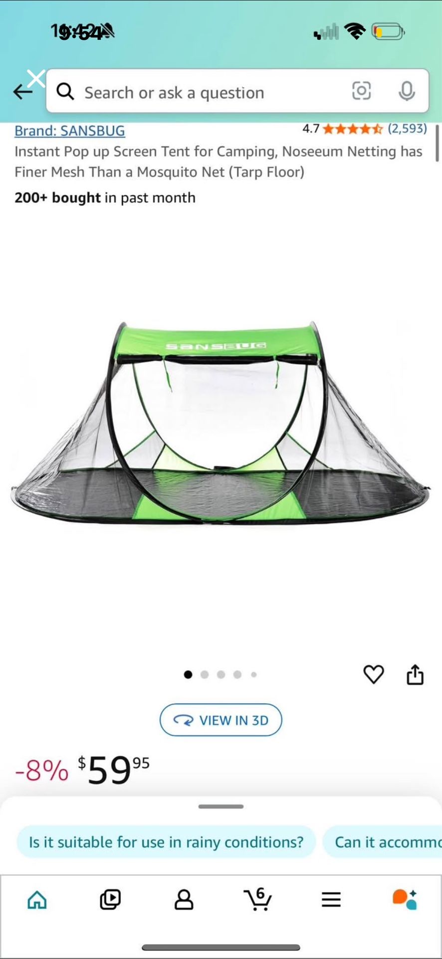 SANSBUG Instant Popup Screen for Camping