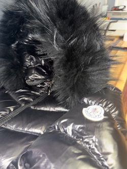 Moncler Badyf Black Shiny Down Puffer with Fur Hood – Women's Size (2)