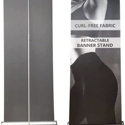 eluxe Retractable Banner Stand Display 33.5”x72-90 INCHES ( Stand Only) with Padded Canvas Bag and Box For Tradeshow and Events