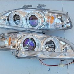 92-95 Honda Civic LED DRL Projector Headlights Luces Focos Micas Faros Faroles Headlamps 