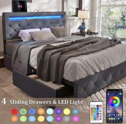 King Bed Frame (with Storage & LED).