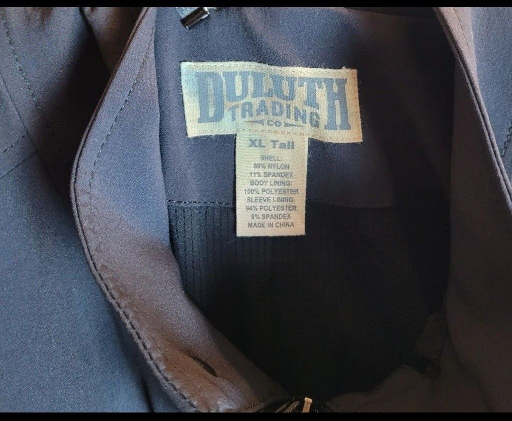 Duluth Trading Co. Full Zip Snap Stretch Nylon Jacket Dress Coat Men's XL Tall