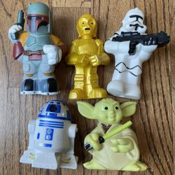 Star Wars Disney Bath Toys Lot of 5 C-3PO  R2 D2, Yoga, Boba, Stormtrooper- 2008. Condition is pre owned and perhaps shows light signs of wear from pl