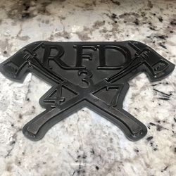 Fire department cast iron fire Wall sign Metal art 