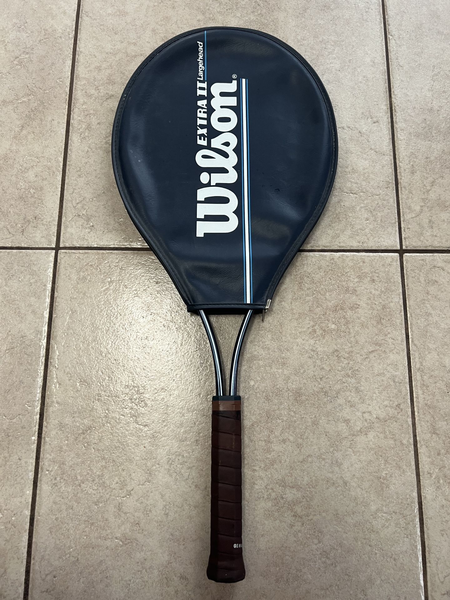 Vintage Wilson EXTRA II Largehead 4-3/8” Aluminum Metal Tennis Racquet w/ Cover