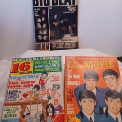 1964 Magazines 3 Featuring  Beatles--Big Beat, 16 Magazine, TV Radio Movie Guide
