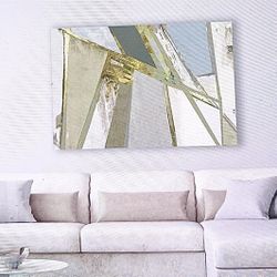 MOVING SALE: Stunning Geometric Neutral Version Museum Mounted Canvas Artwork From Crate & Barrel
