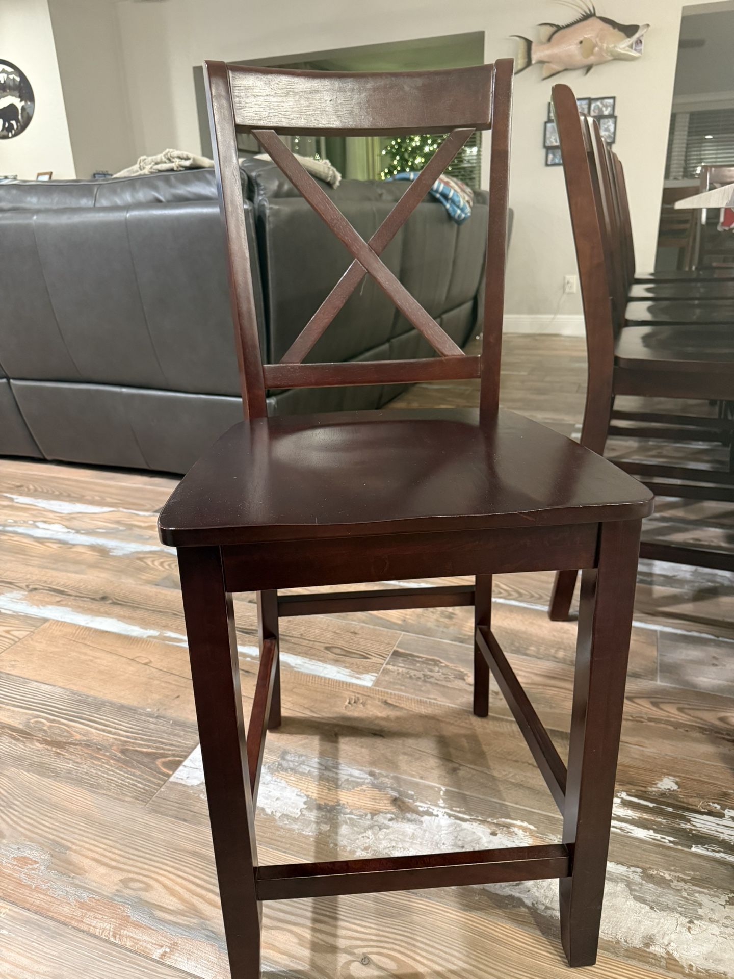 Wooden Wood Chairs Counter Height Brown