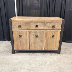 Industrial Style Wood Buffet with Ring Pulls